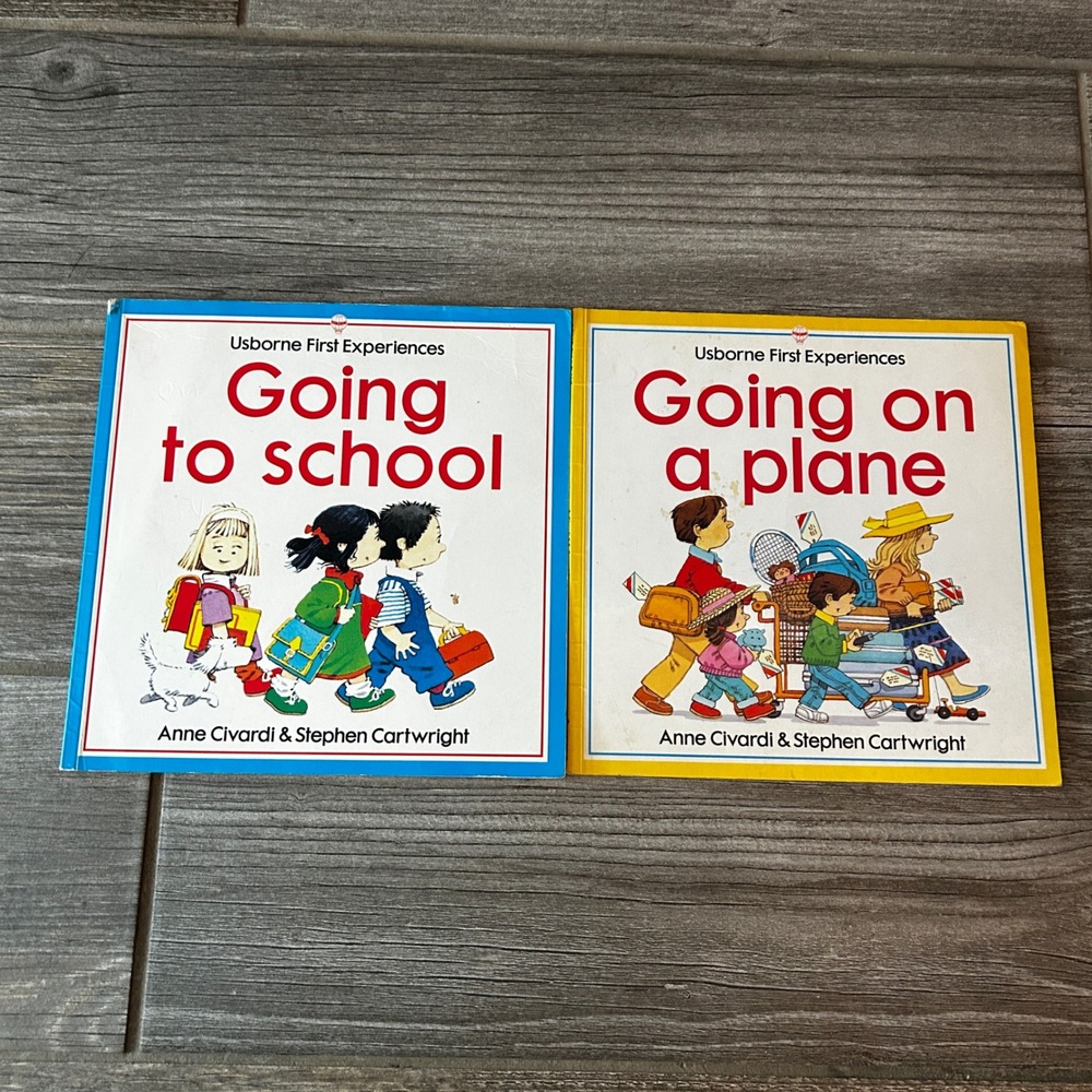 VTG Usborne First Experiences Going to School Going on a Plane Children Book Set